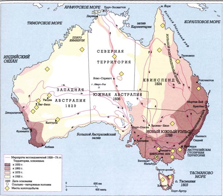Карта заселения австралии